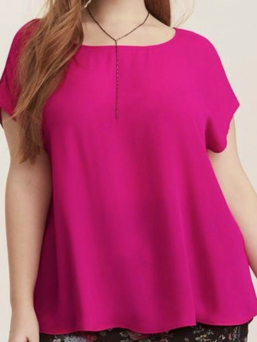 Torrid Georgette O-Ring Hot Barbie Pink V-Back Sleeveless Flowy Blouse Size 1